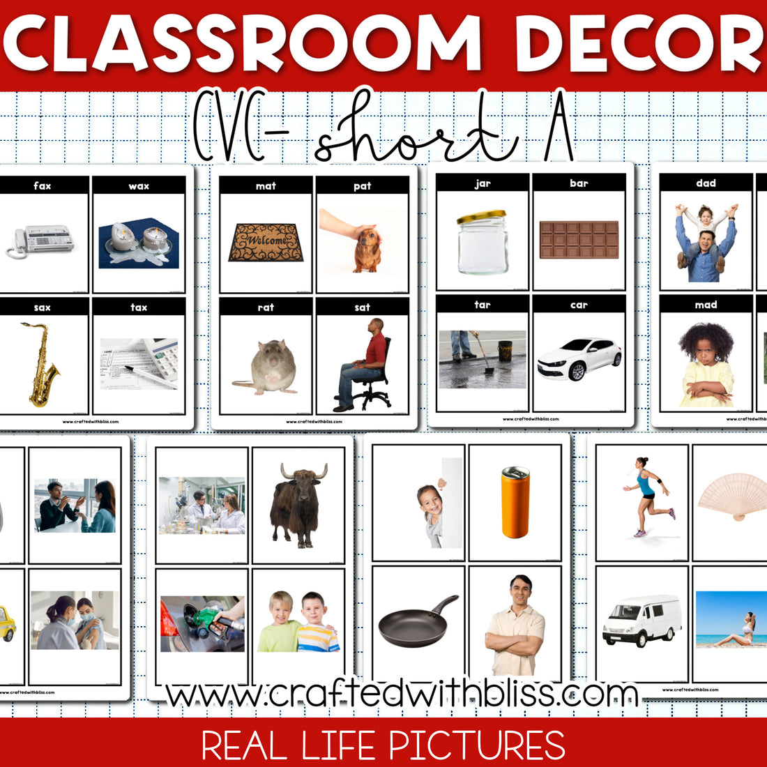 FREE CVC- Short A Cards | Real Life Photos | Vocabulary | Phonics Classroom Use