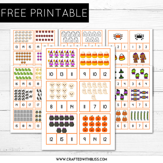 FREE Halloween Task Cards Count and Clip (1-20)