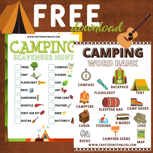 FREE Camping Scavenger Hunt and Word Bank Printable