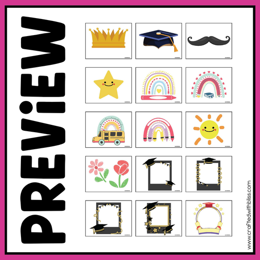 100 Graduation Simple Photo booth Props End of the Year 2024 Senior Graduate
