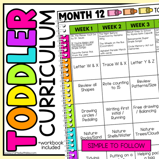 July Month 12 Toddler Curriculum Workbook Homeschool Tot School Daycare