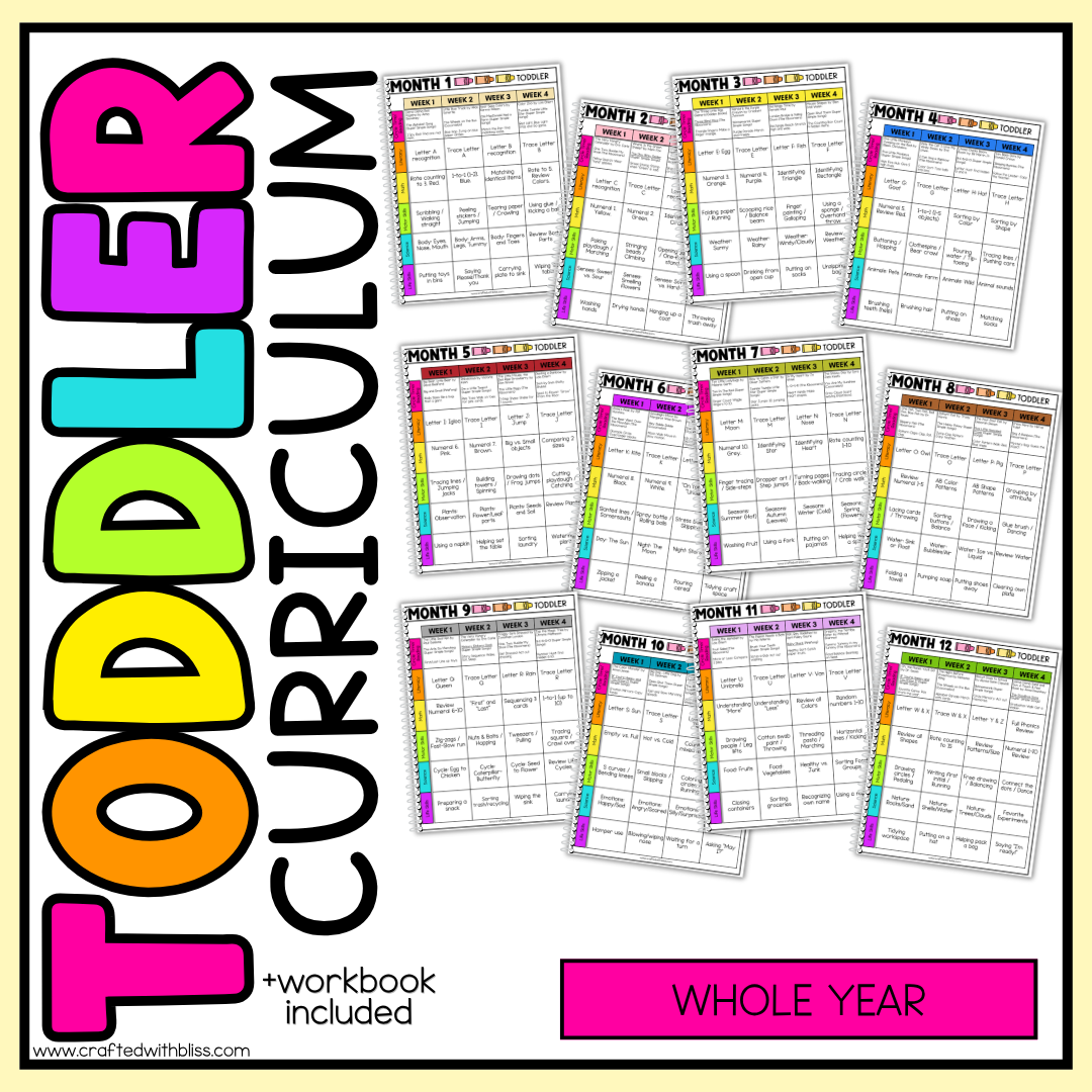 July Month 12 Toddler Curriculum Workbook Homeschool Tot School Daycare
