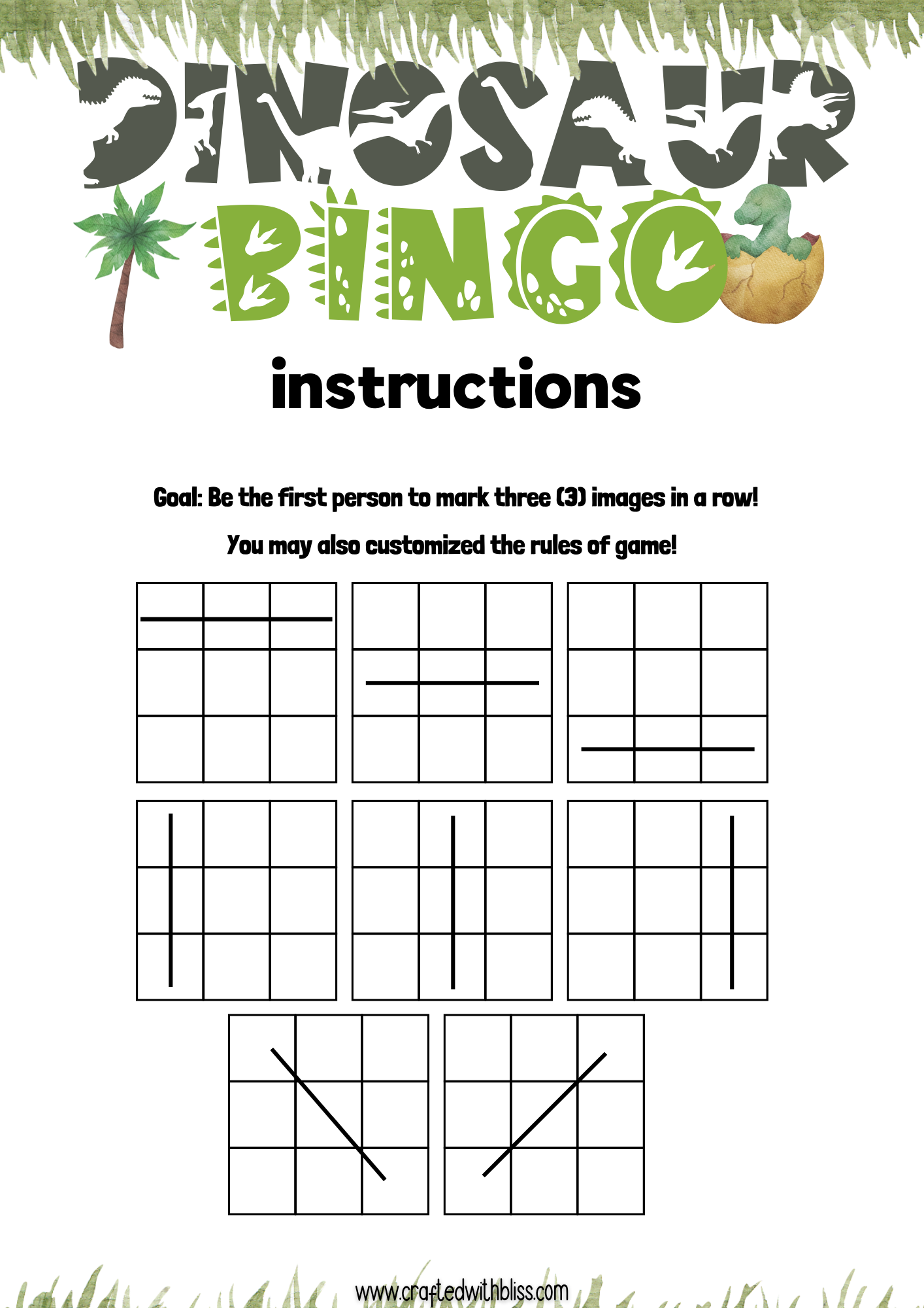 10 Dinosaur BINGO For Preschool-Kindergarten