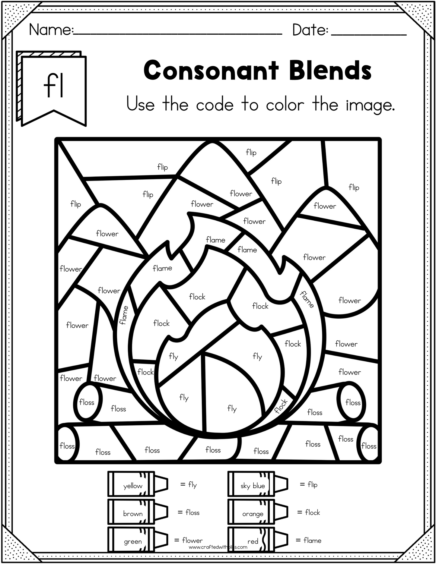 NO PREP FL Beginning Blend Phonics Worksheet - 25 PAGES