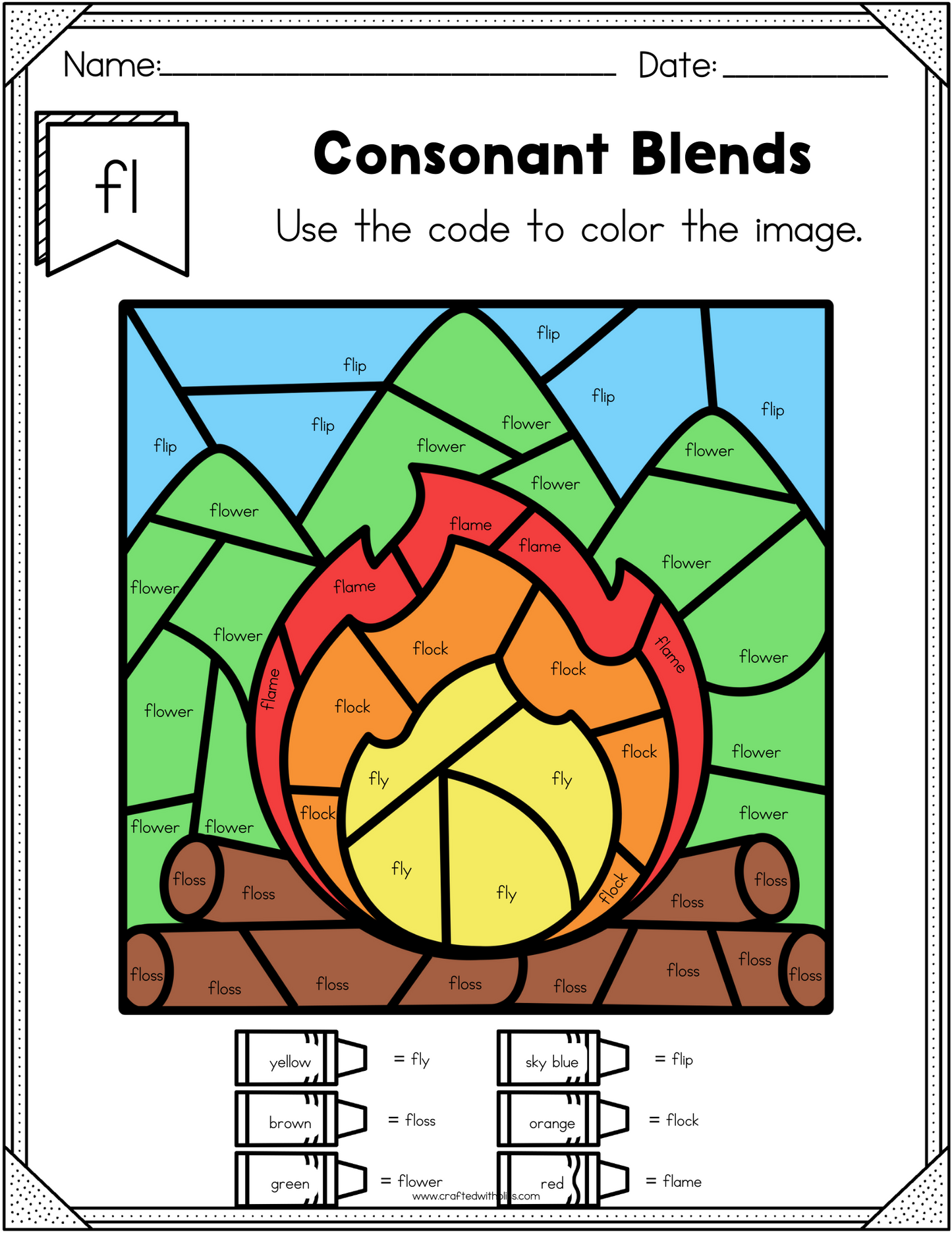NO PREP FL Beginning Blend Phonics Worksheet - 25 PAGES