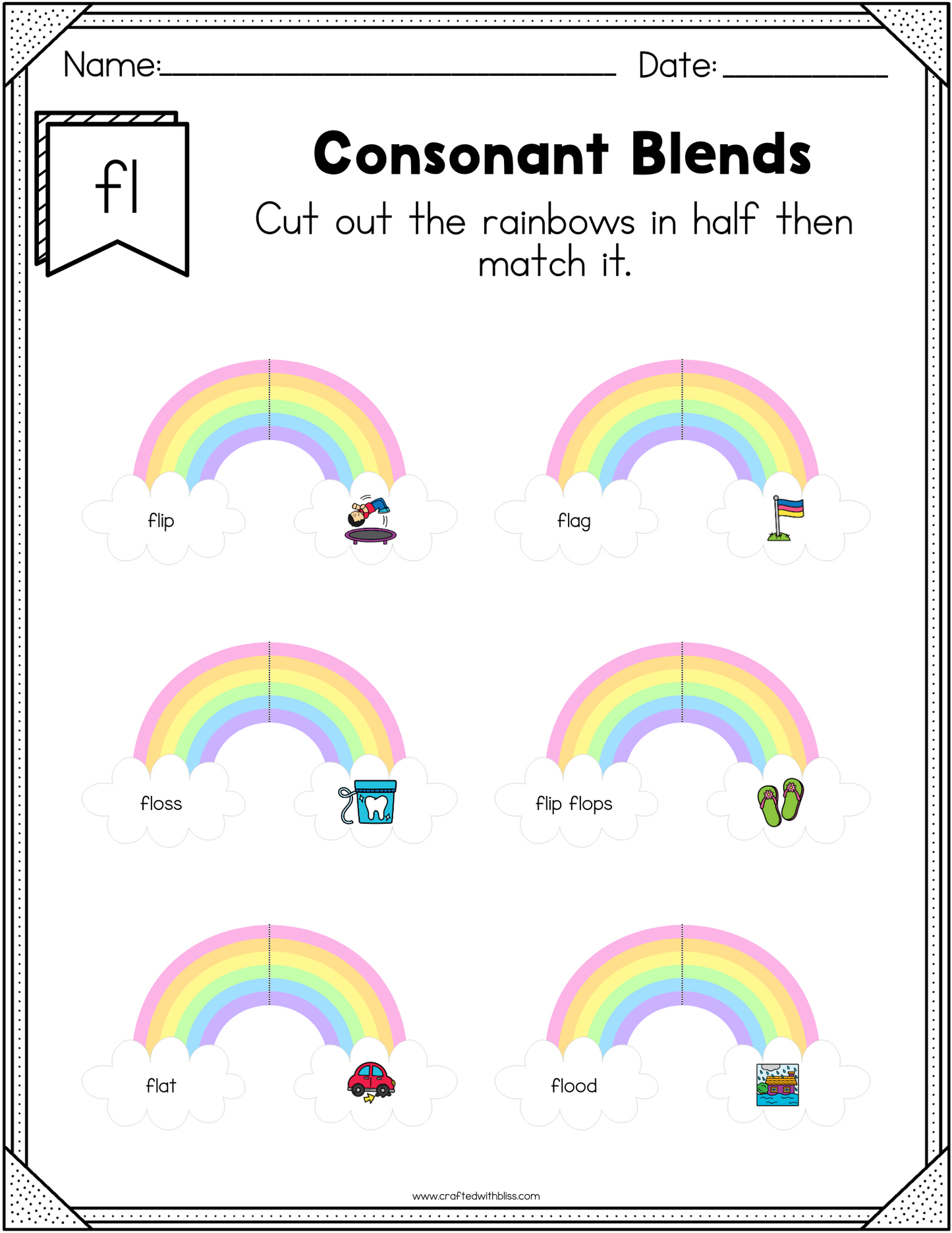 NO PREP FL Beginning Blend Phonics Worksheet - 25 PAGES