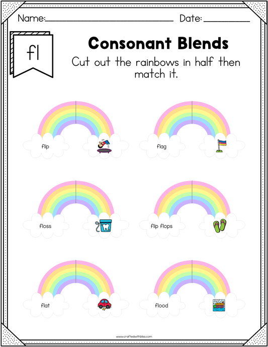 NO PREP FL Beginning Blend Phonics Worksheet - 25 PAGES