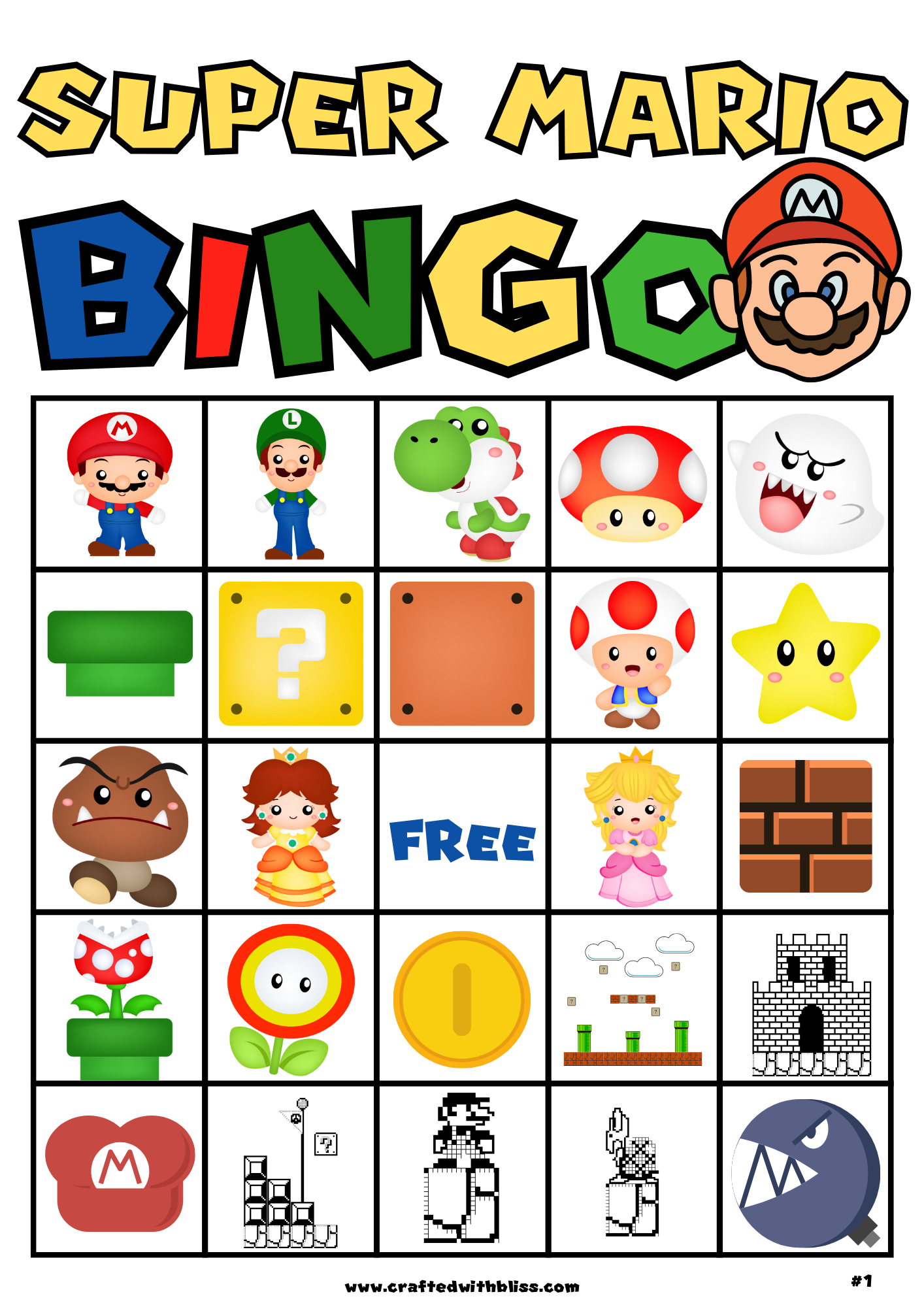 Super Mario BINGO For Kids - 20 Cards