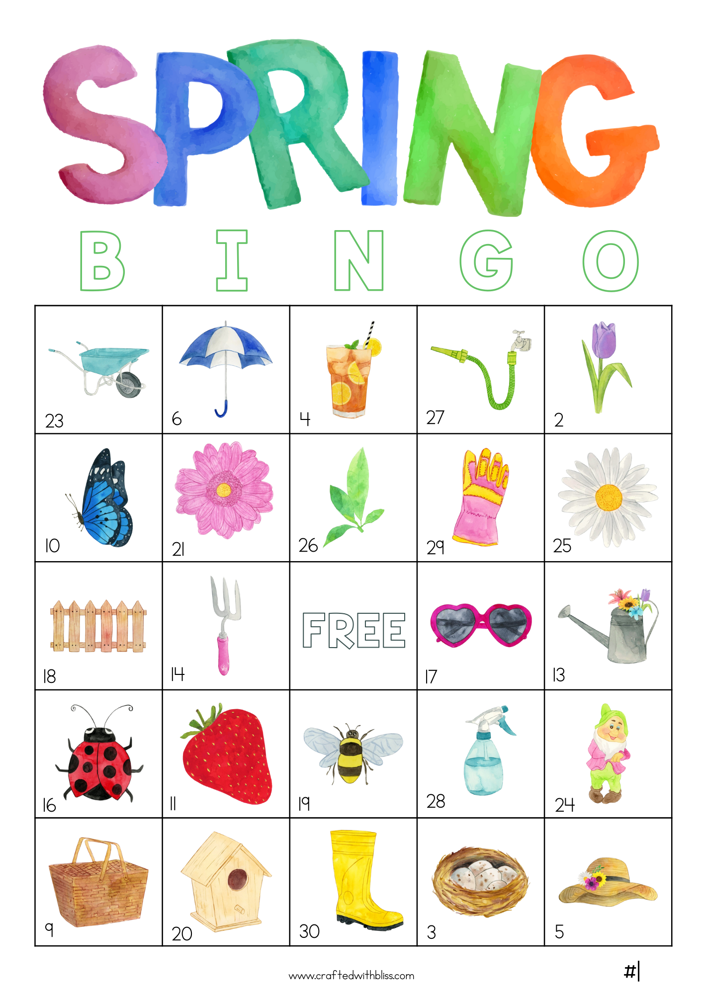 50 Spring Bingo Cards (5x5)