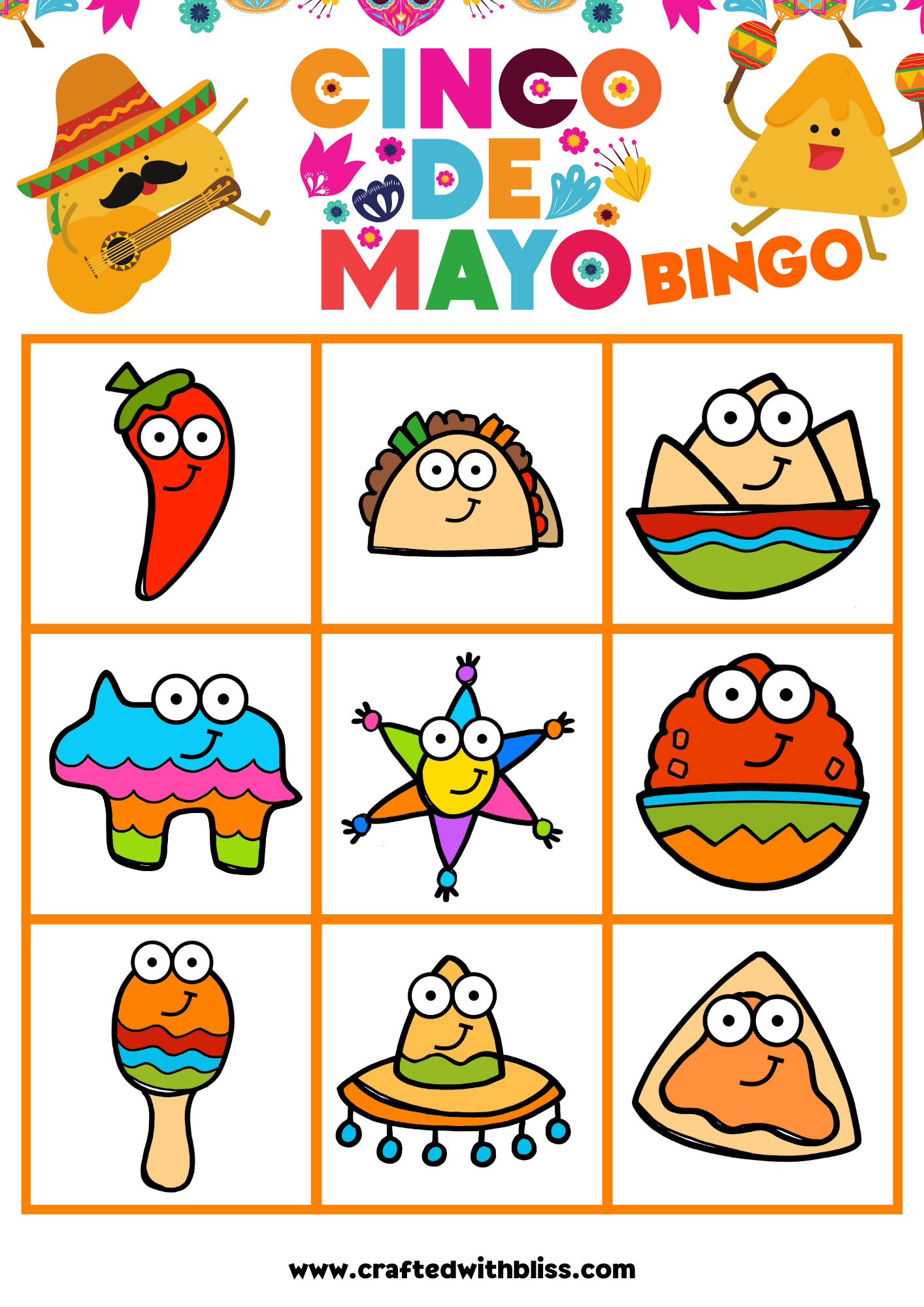 10 Cinco De Mayo BINGO For Preschool-Kindergarten