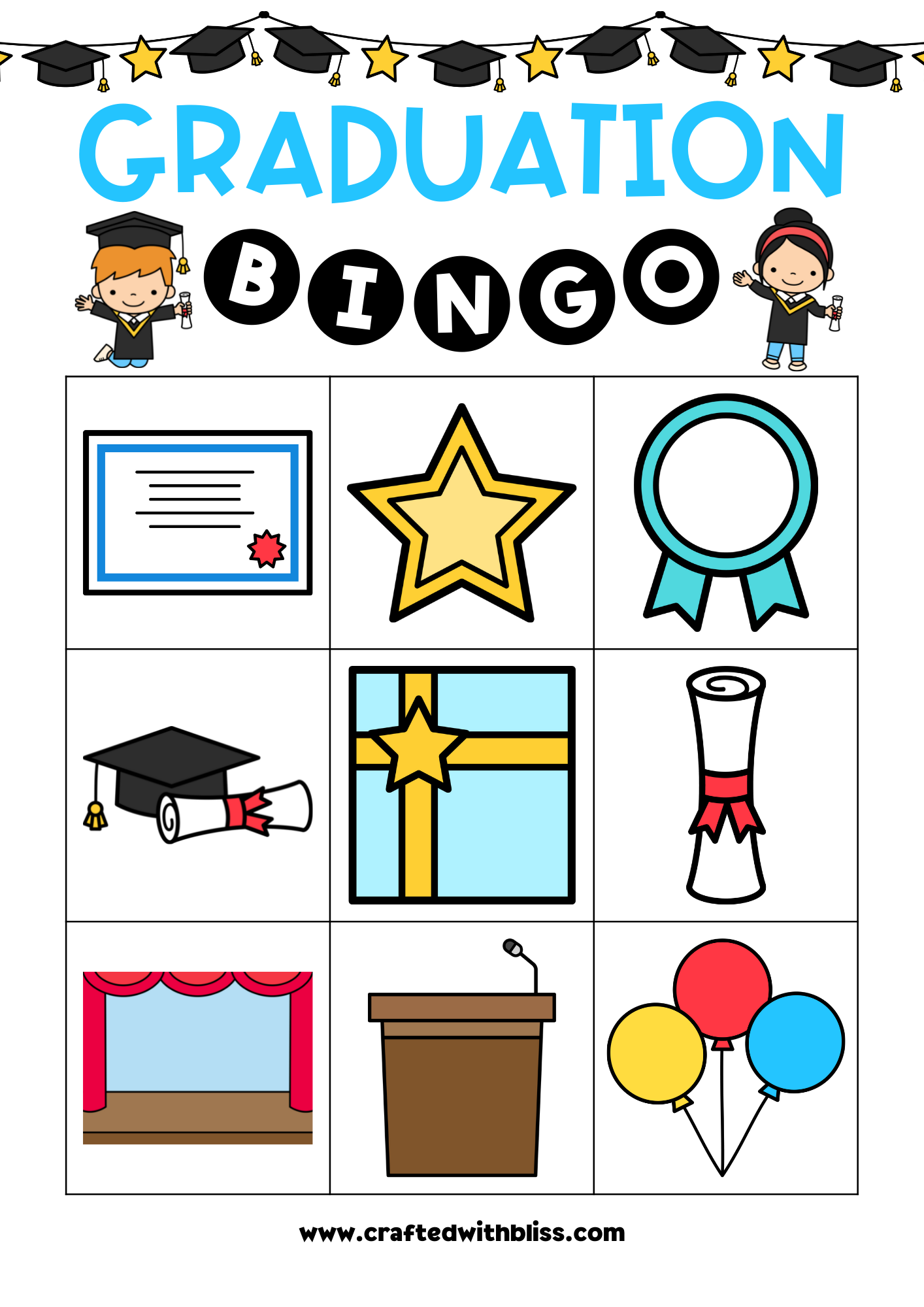 20 Cards Graduation BINGO For Preschool-Kindergarten