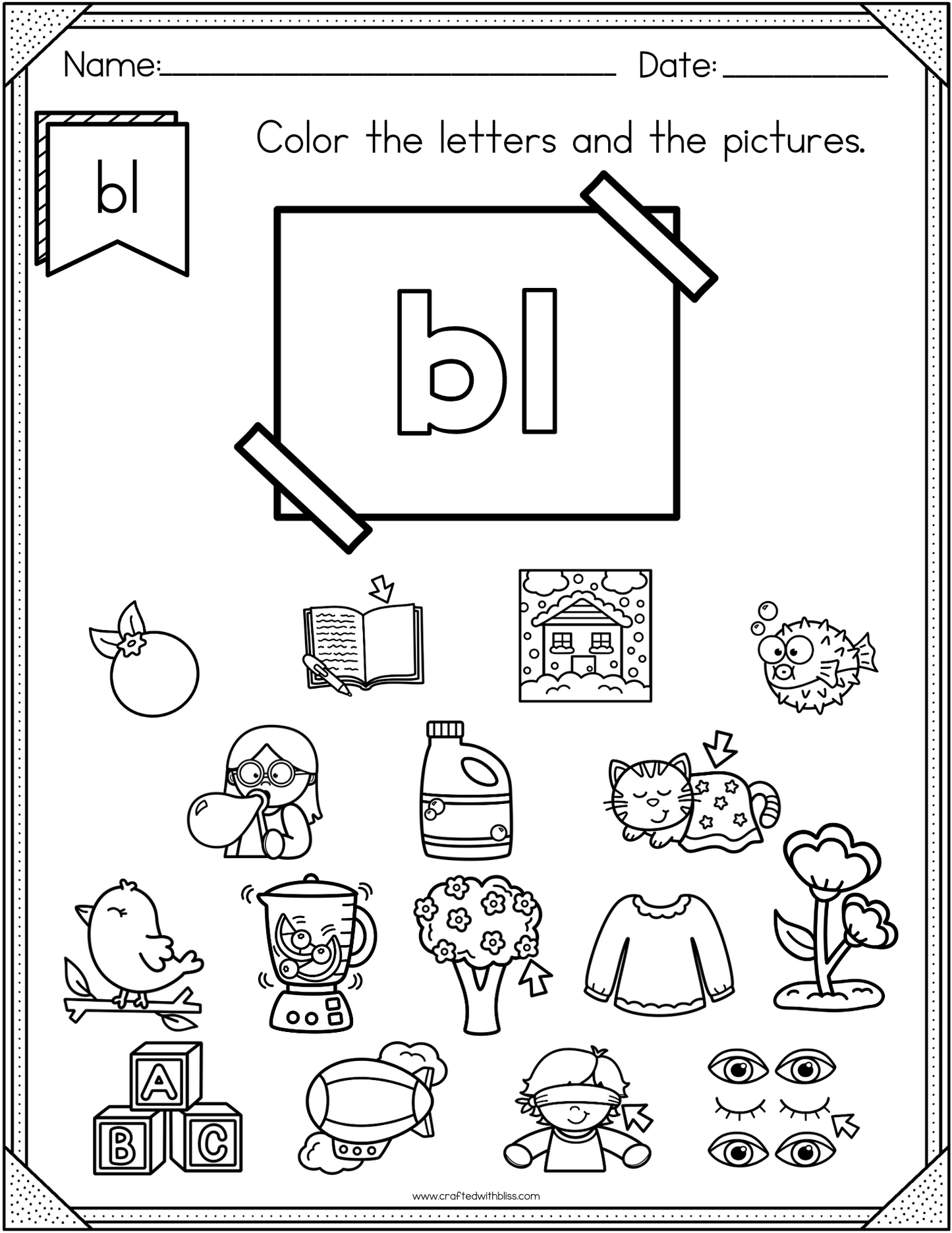 NO PREP BL Beginning Blend Phonics Worksheet