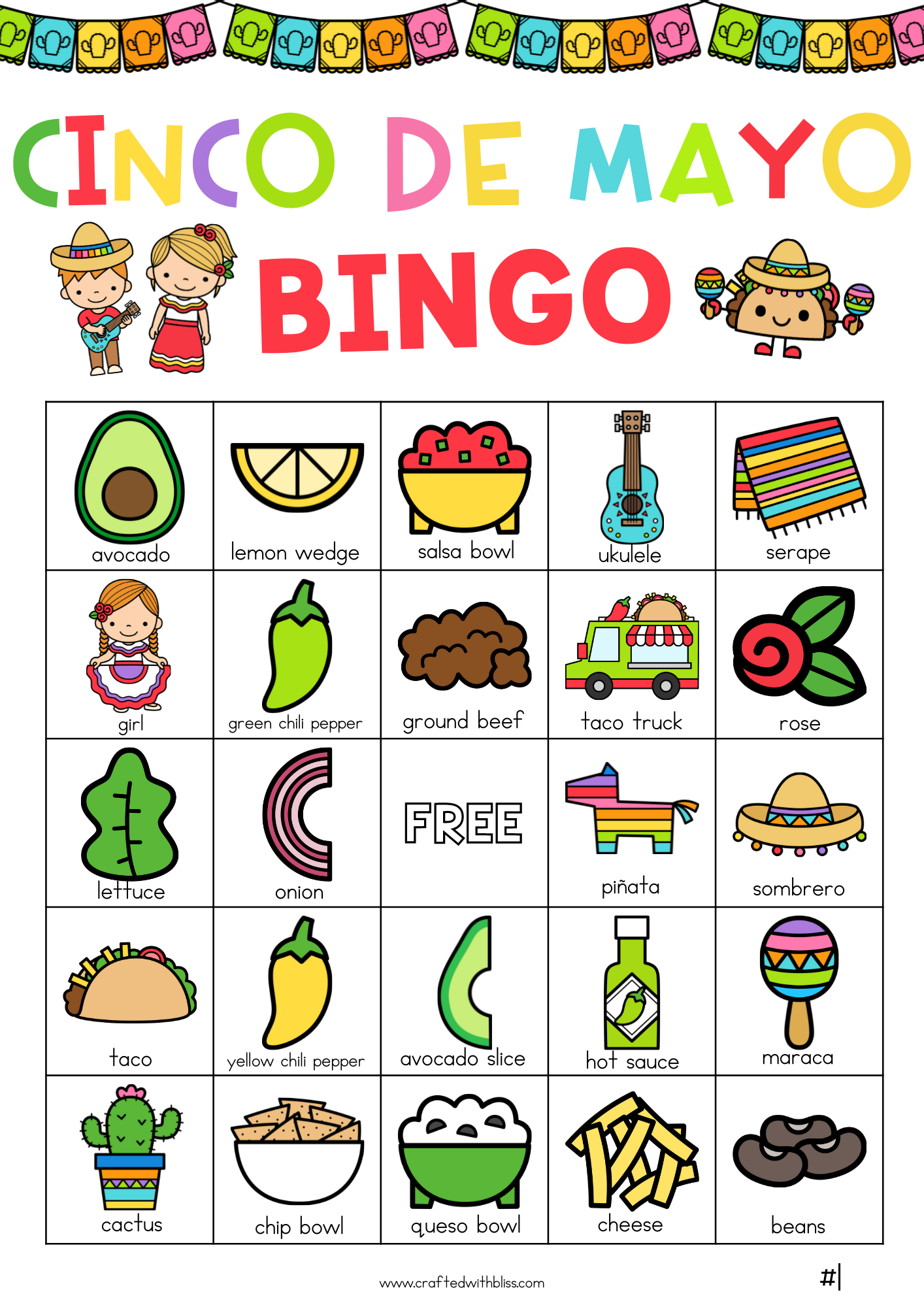 50 Cinco De Mayo Bingo Cards (5x5)