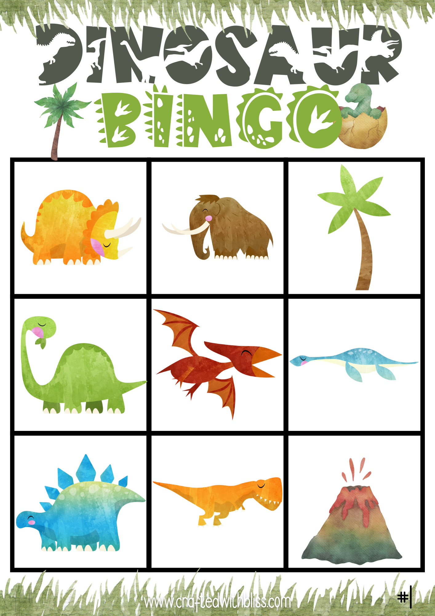 10 Dinosaur BINGO For Preschool-Kindergarten