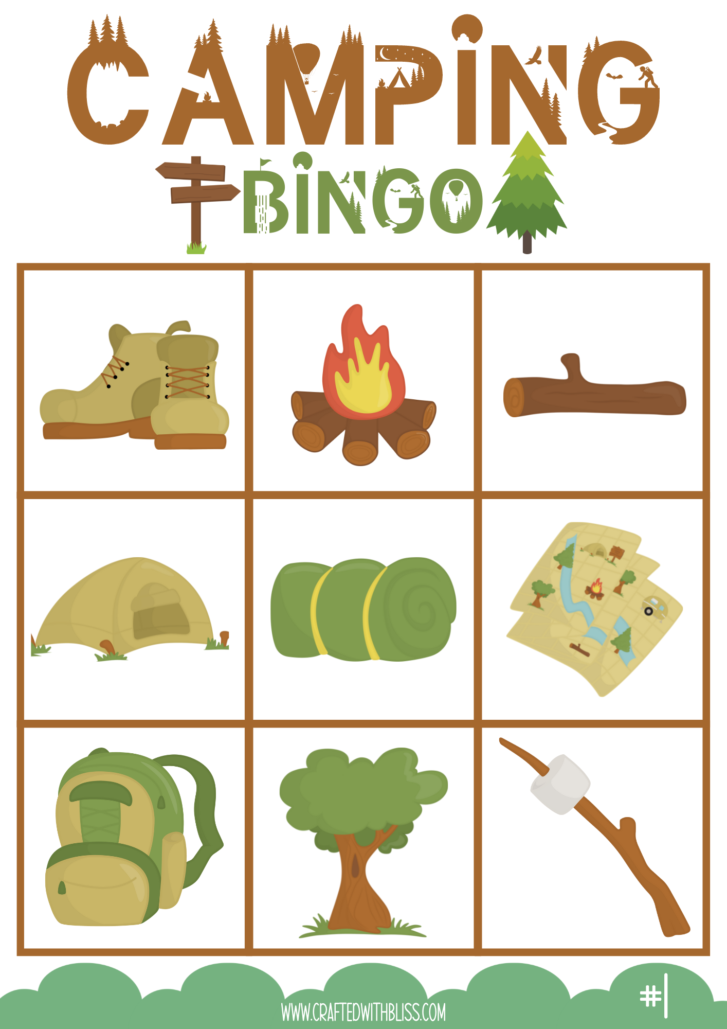 10 Camping BINGO For Preschool Kindergarten