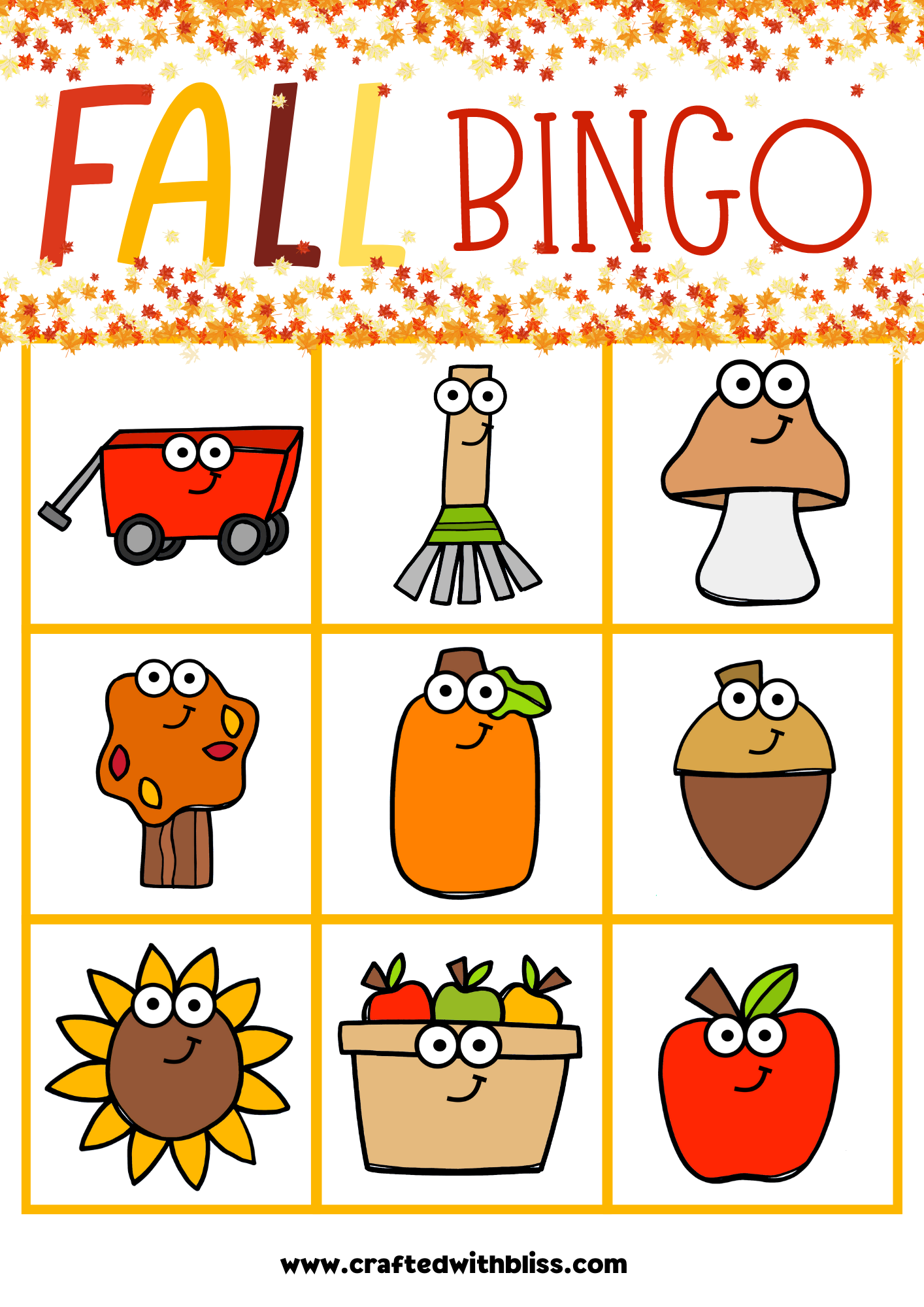 10 Fall BINGO For Preschool-Kindergarten