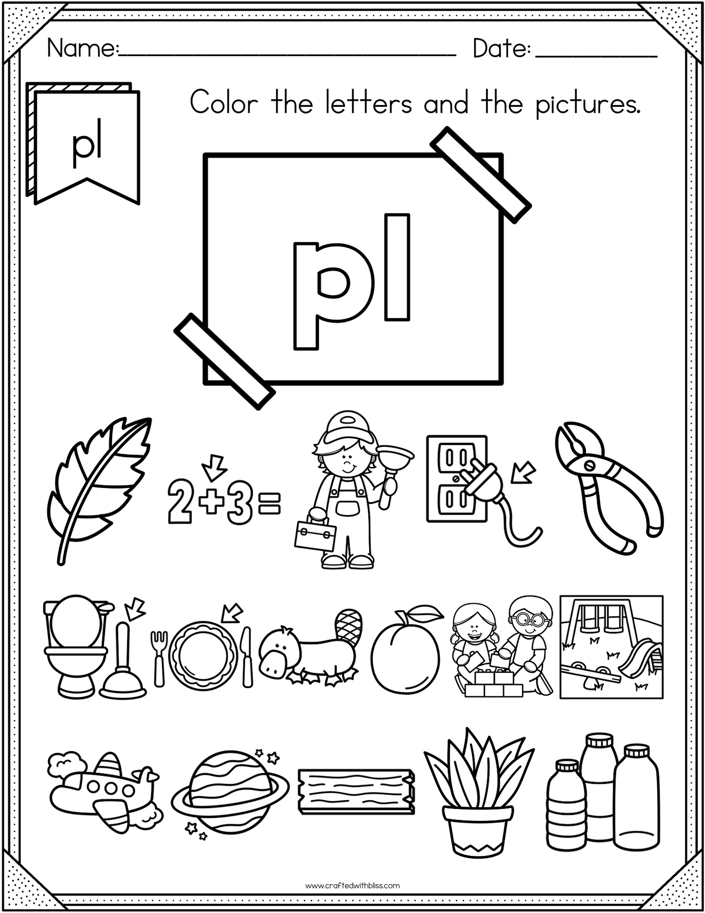 NO PREP PL Beginning Blend Phonics Worksheet - 25 PAGES