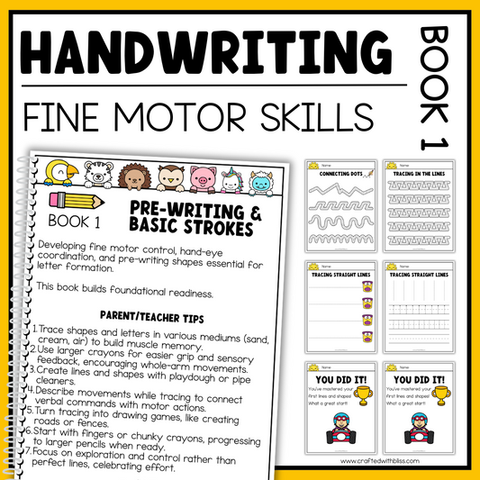 Handwriting Book 1 Pre-Writing Toddler 2-3 yo Homeschool Early Childhood Learning Daycare Hand Eye Coor TOT School