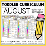 August Toddler Curriculum Activities and Printable Tot School Homeschool Daycare