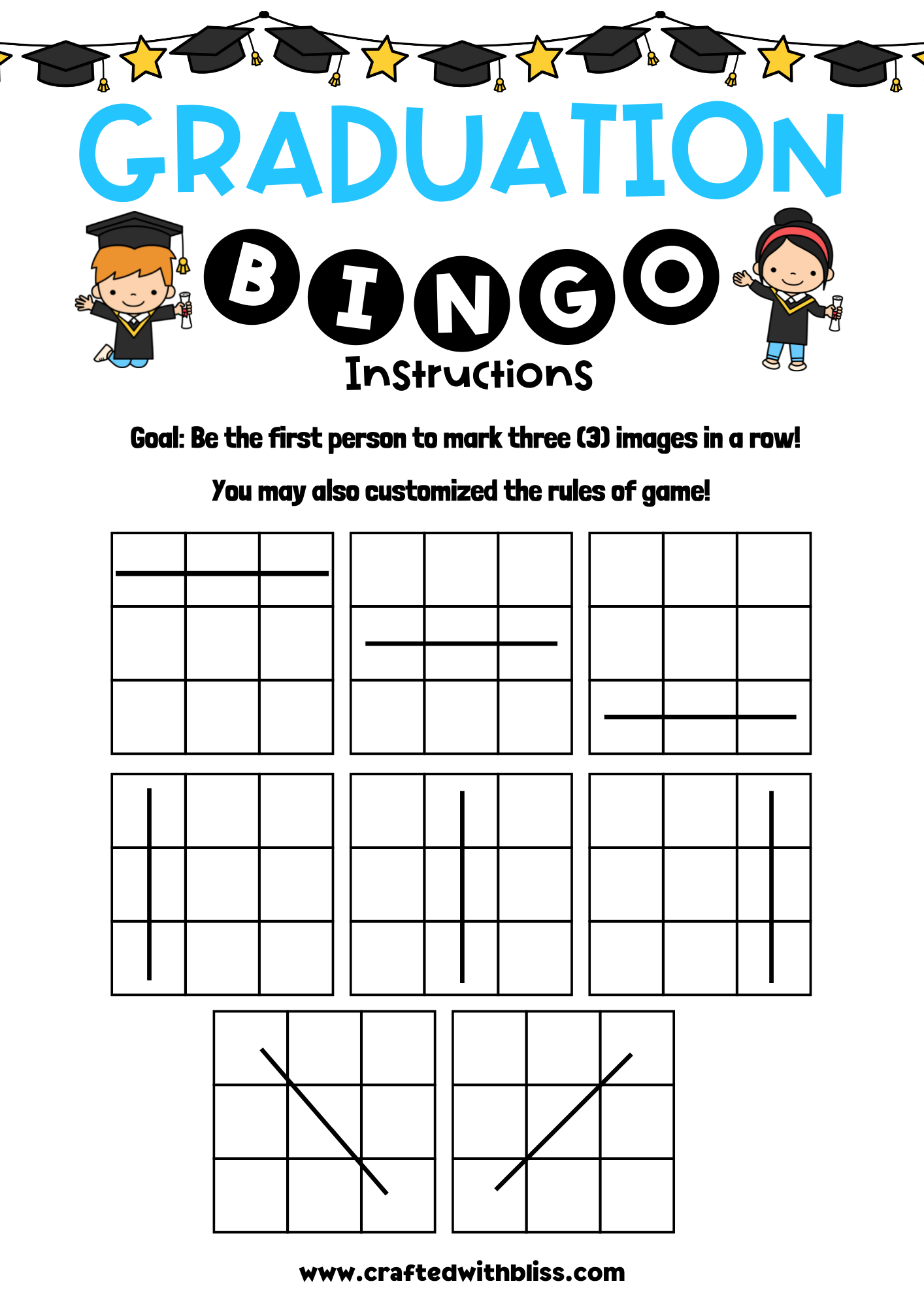 20 Cards Graduation BINGO For Preschool-Kindergarten