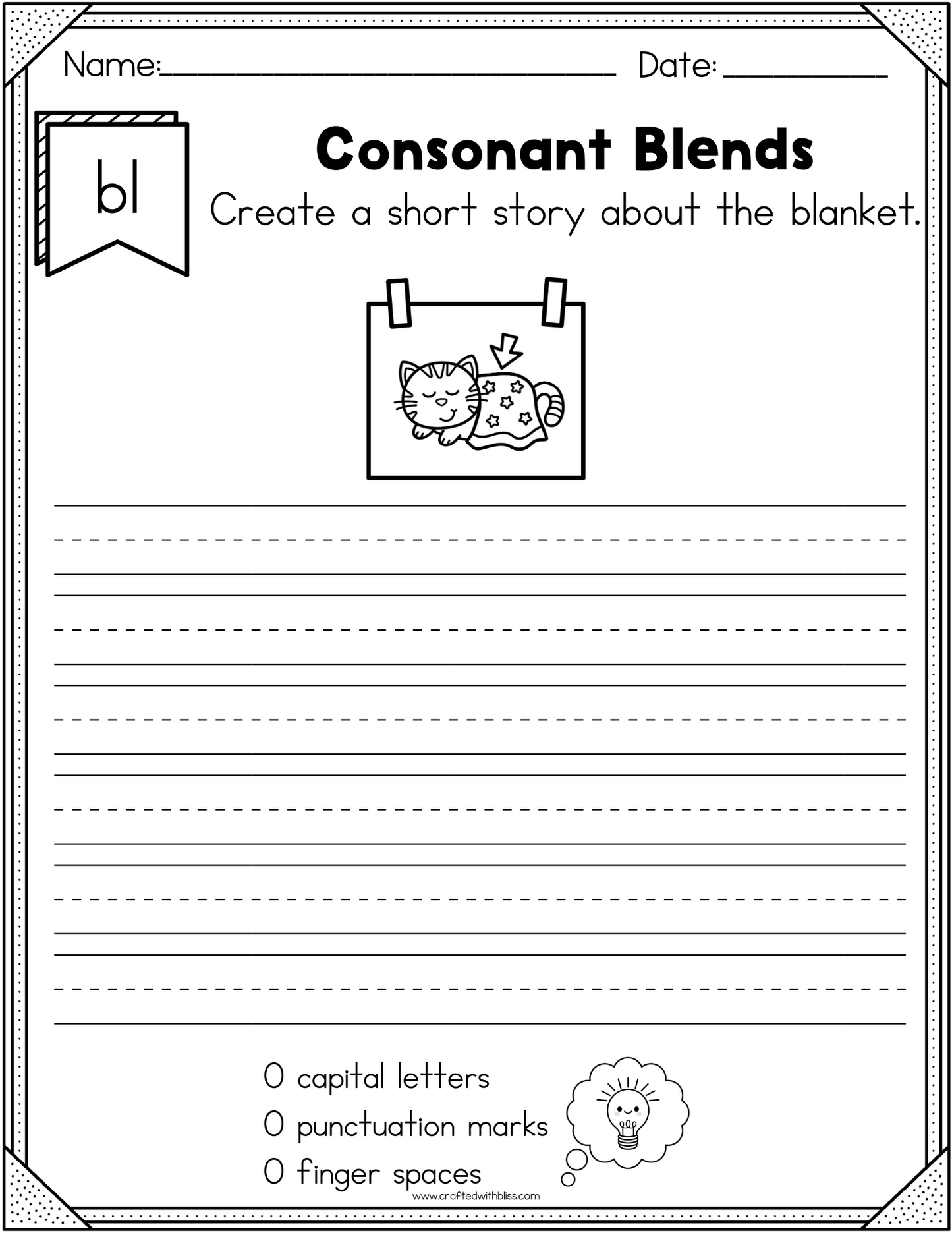 NO PREP BL Beginning Blend Phonics Worksheet