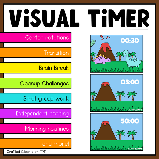 Dinosaur Visual Timer Countdown Classroom Management Tool Transition PPT Video