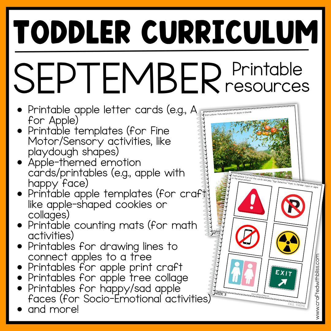 September Toddler Curriculum Activities and Printable Tot School Homeschool