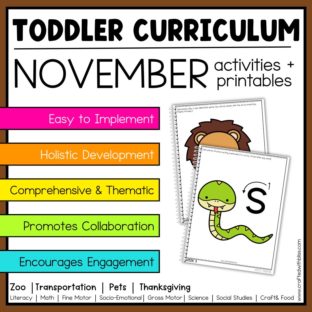 November Toddler Curriculum Activities and Printable Tot School Homeschool