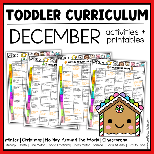 December Toddler Curriculum Activities and Printable Tot School Homeschool