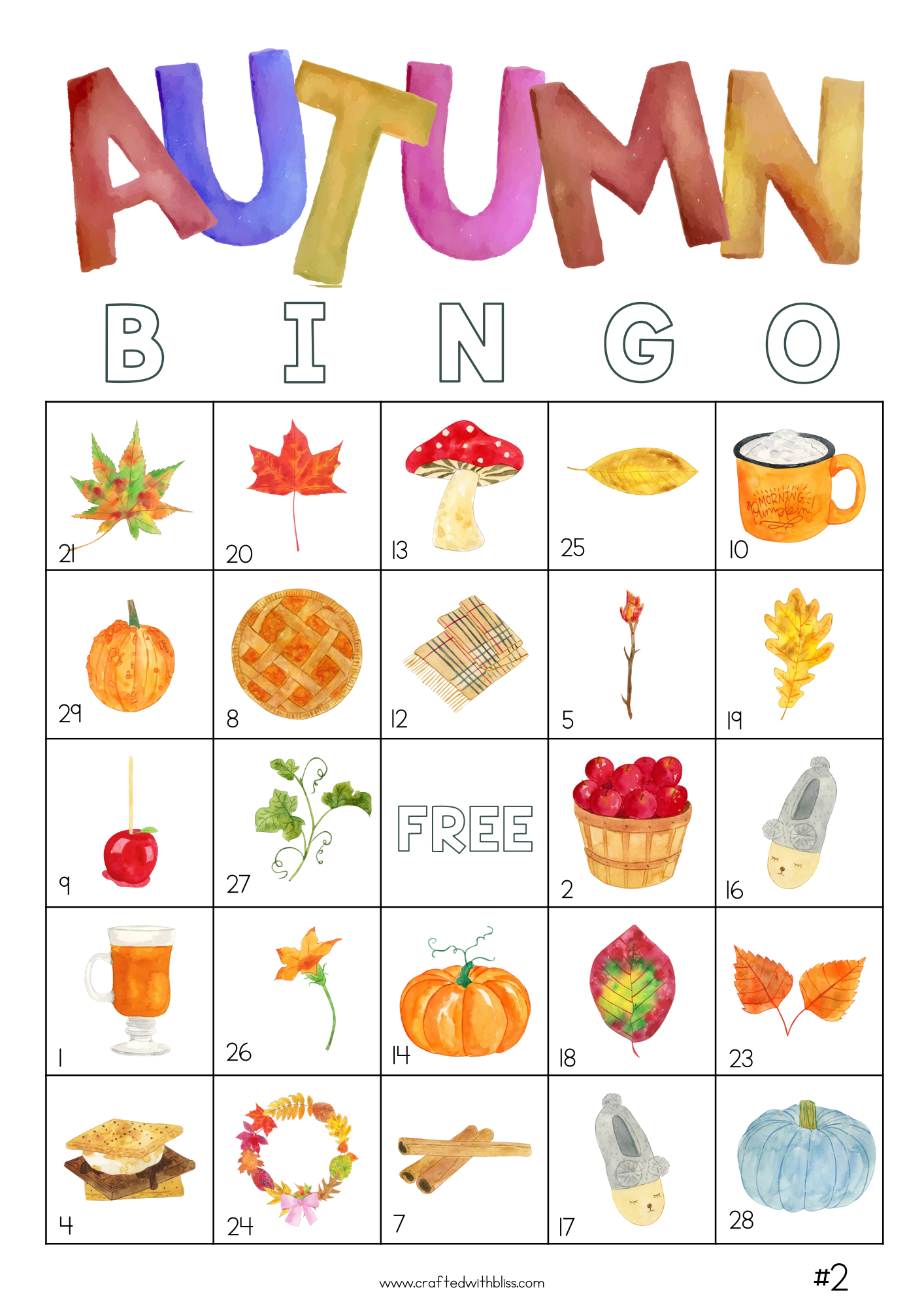 50 Autumn Bingo Cards (5x5)