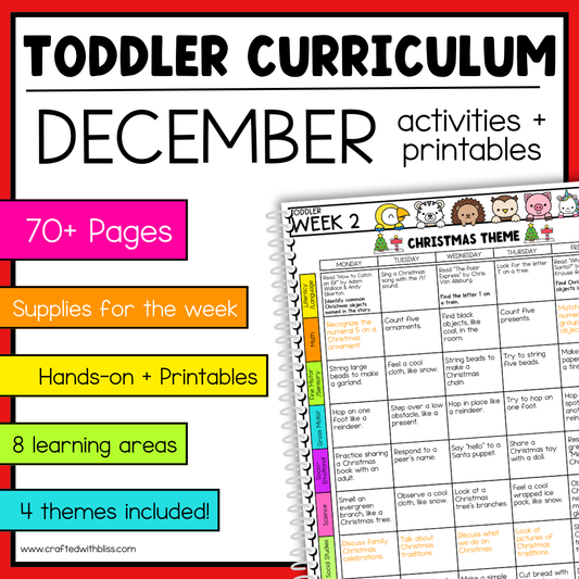 December Toddler Curriculum Activities and Printable Tot School Homeschool