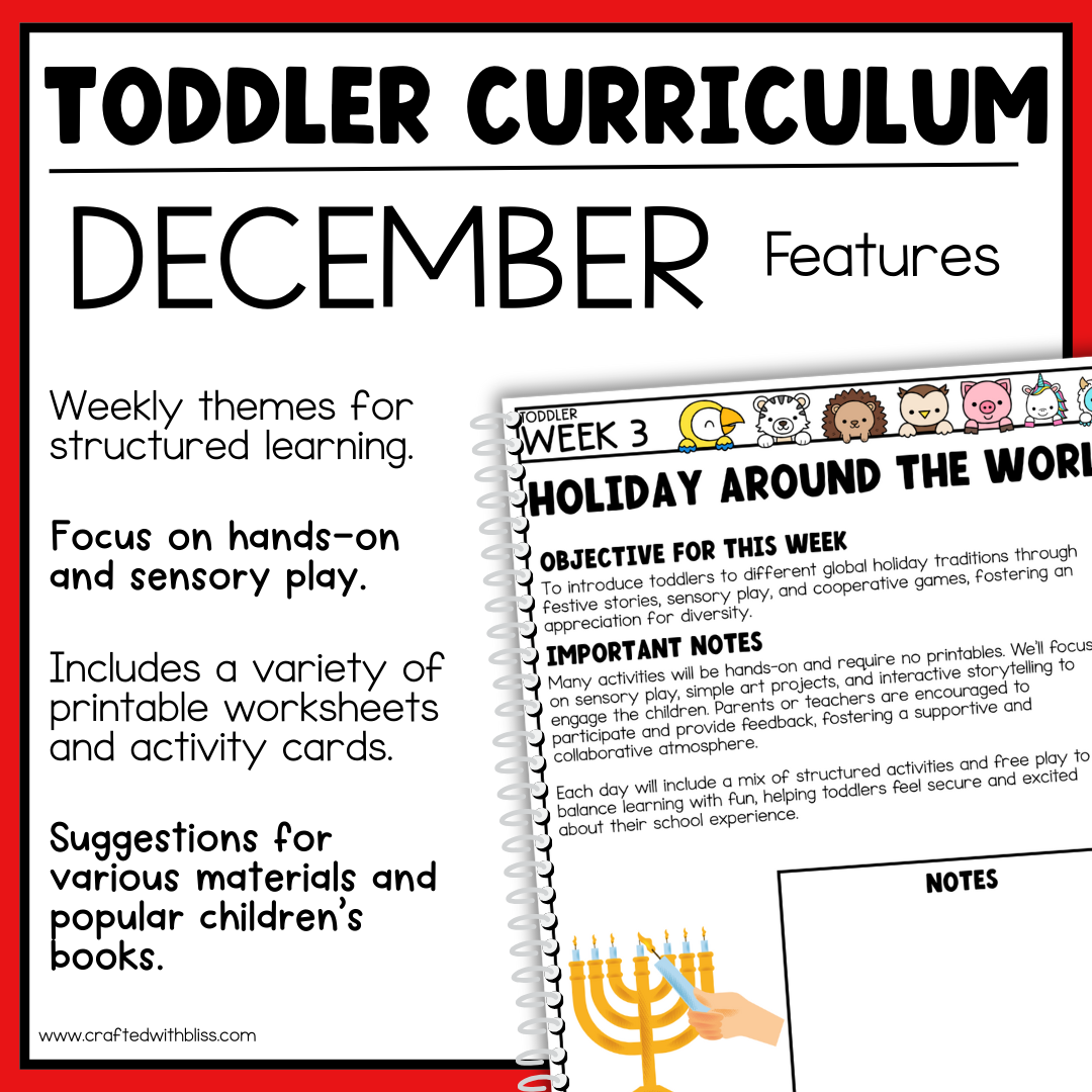 December Toddler Curriculum Activities and Printable Tot School Homeschool