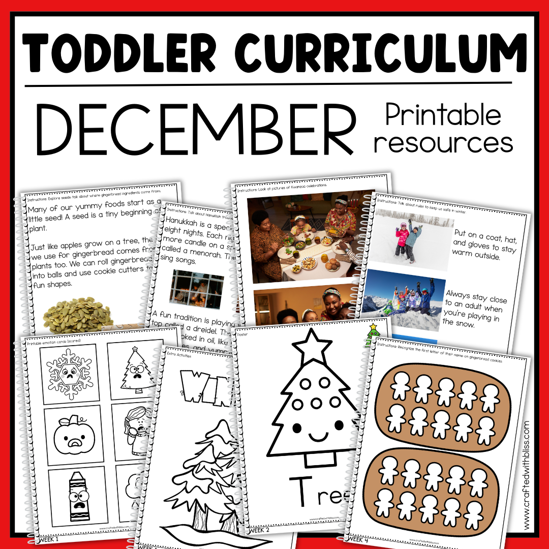December Toddler Curriculum Activities and Printable Tot School Homeschool
