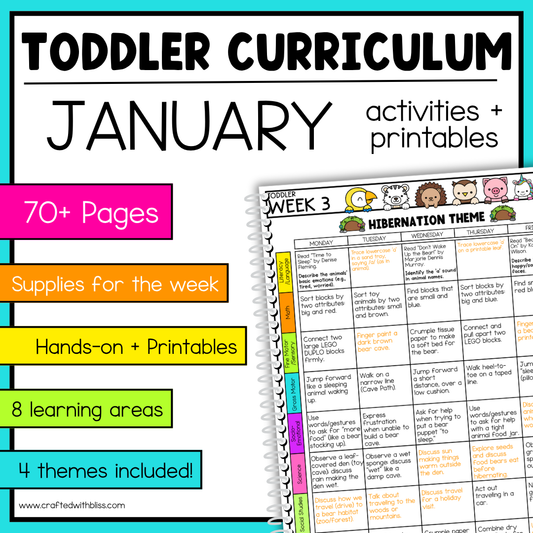 January Toddler Curriculum Activities and Printable Tot School Homeschool