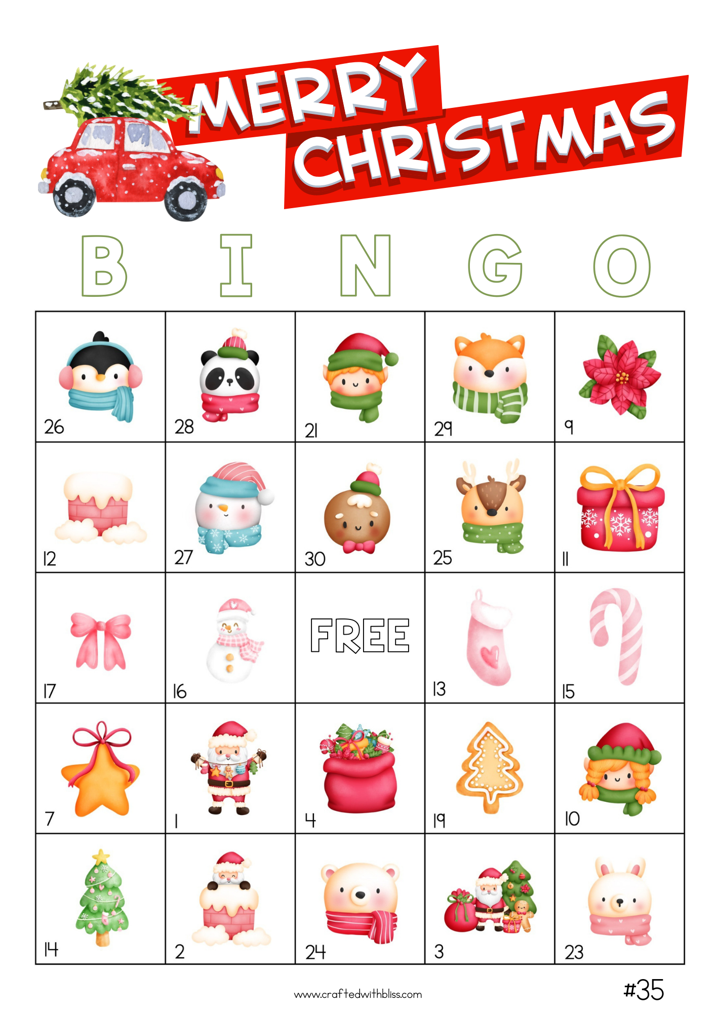 50 Christmas Bingo Cards (5x5)