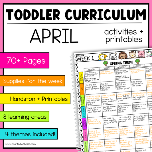 April Toddler Curriculum Activities and Printable Tot School Homeschool Spring