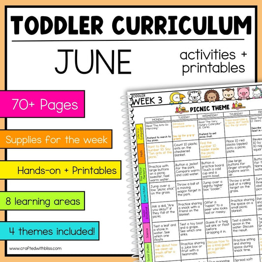June Toddler Curriculum Activities and Printable Tot School Homeschool