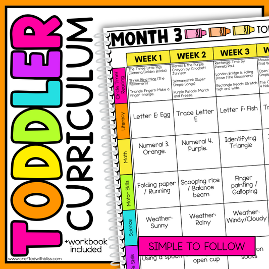 October Month 3 Toddler Curriculum Workbook Homeschool Tot School Daycare