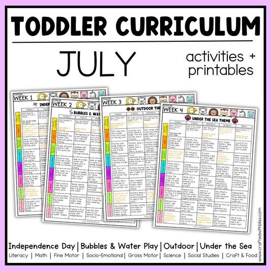 July Toddler Curriculum Activities and Printable Tot School Homeschool