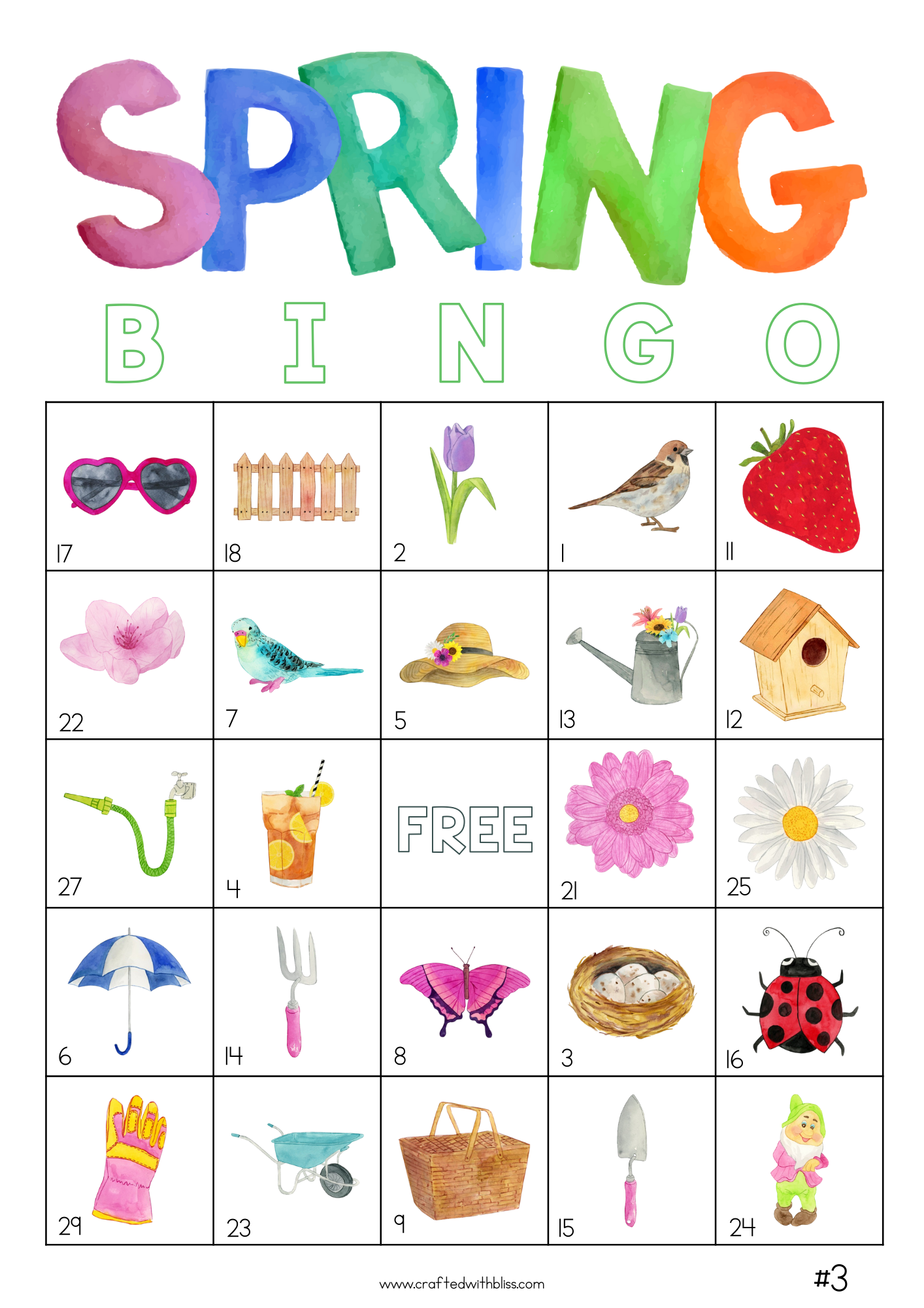 50 Spring Bingo Cards (5x5)