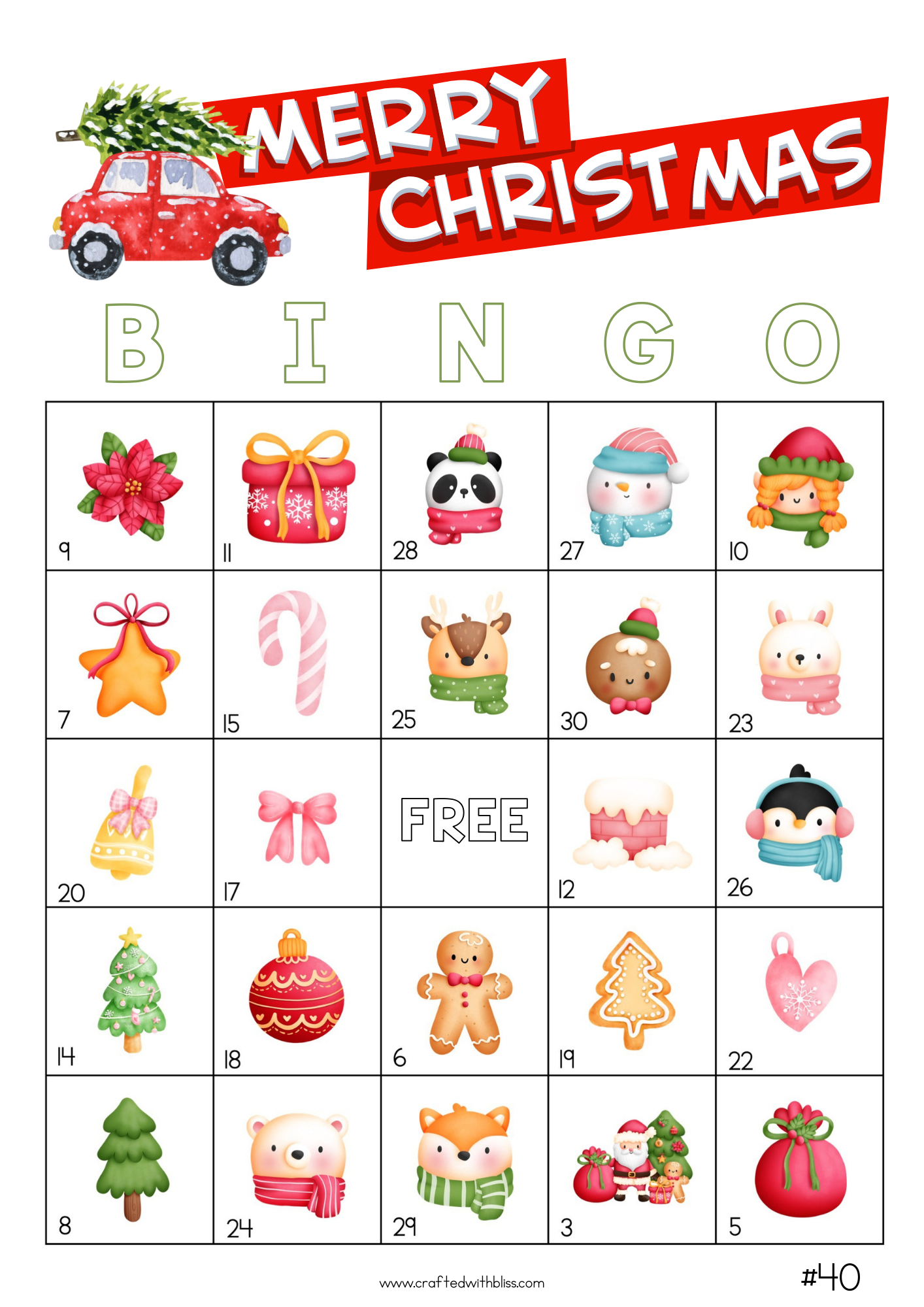 50 Christmas Bingo Cards (5x5)