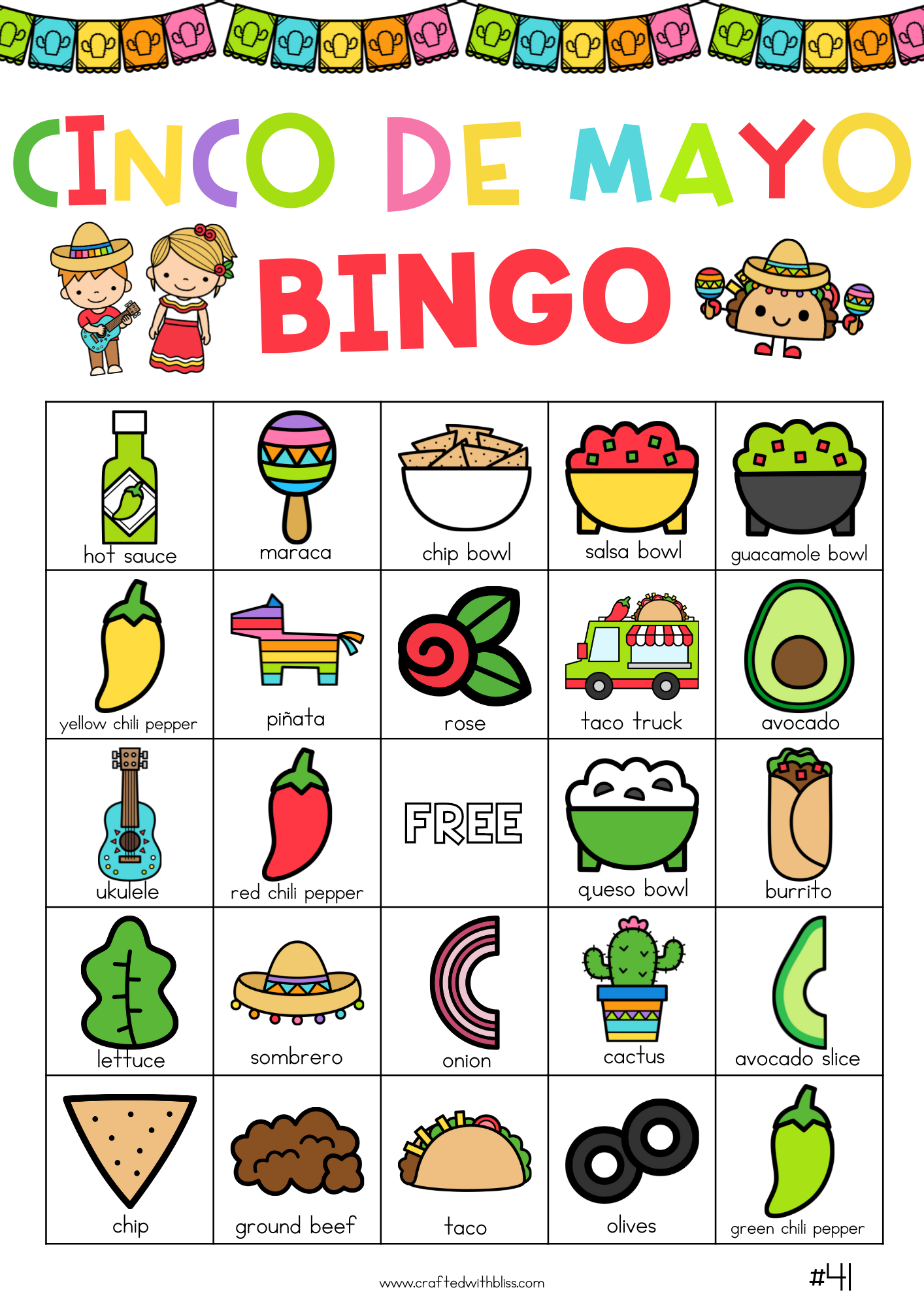 50 Cinco De Mayo Bingo Cards (5x5)