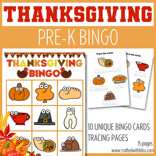 10 Thanksgiving BINGO For Preschool-Kindergarten