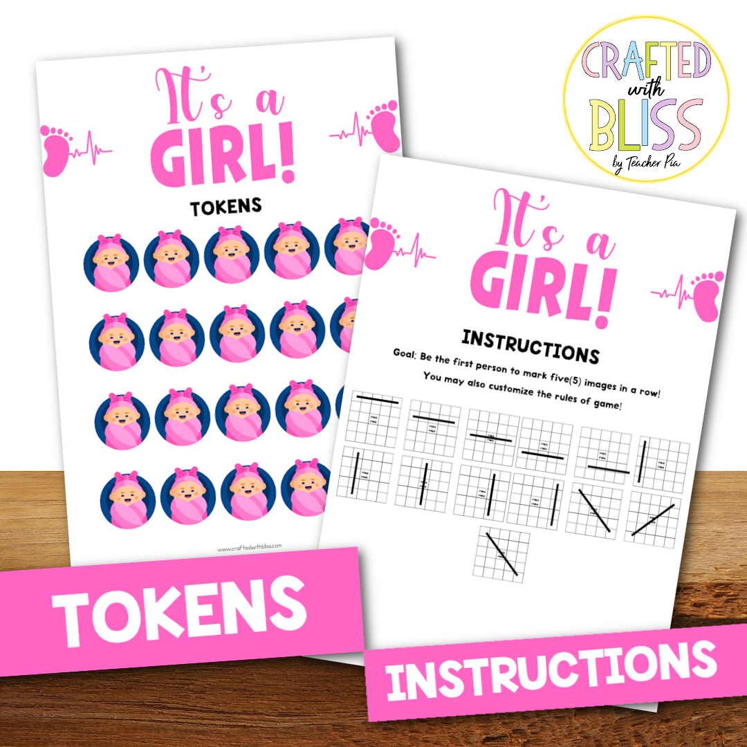 50 It's A Girl Bingo Cards (5x5)