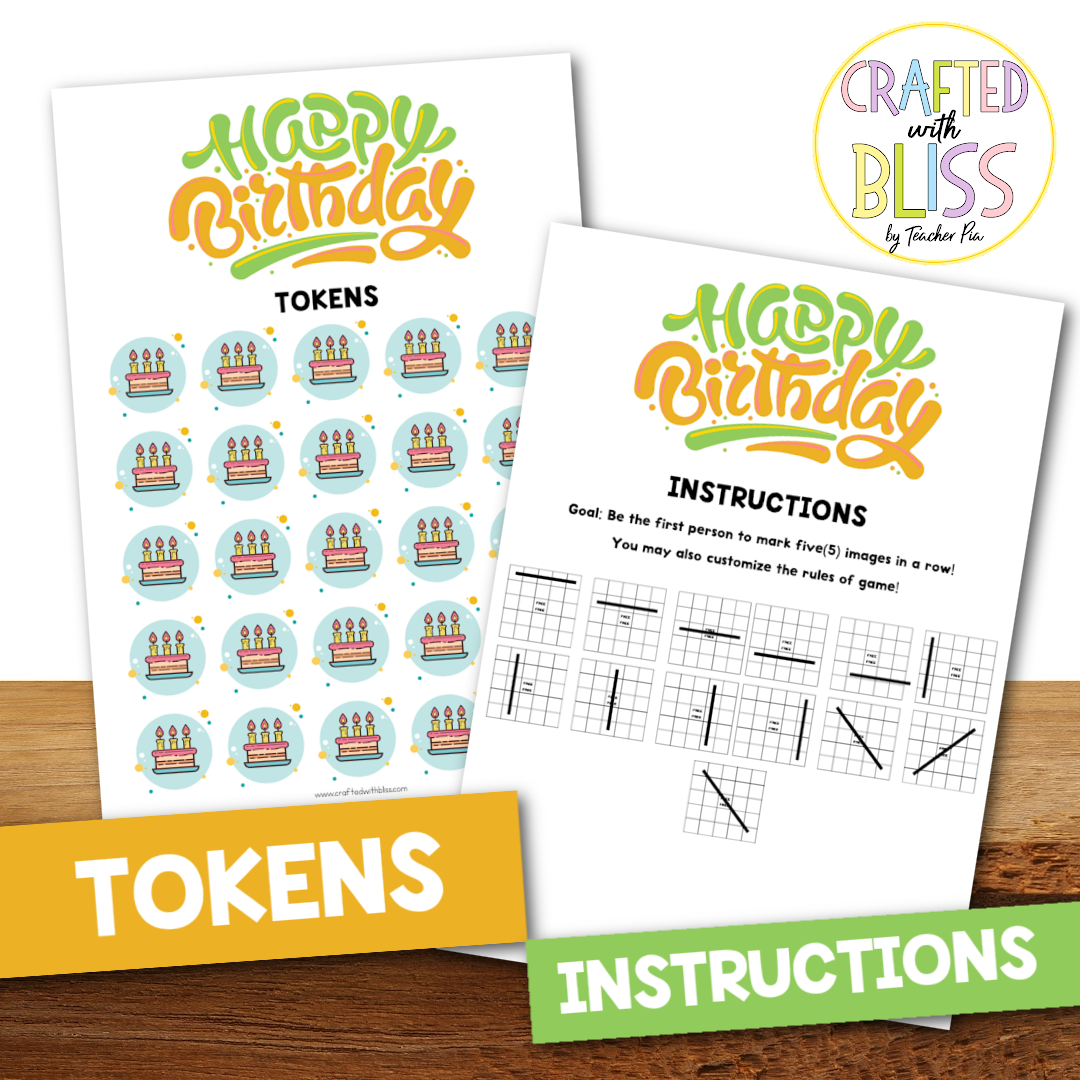 50 Watercolor Birthday Theme Bingo Cards (5x5)