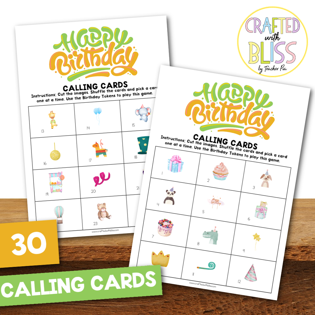 50 Watercolor Birthday Theme Bingo Cards (5x5)