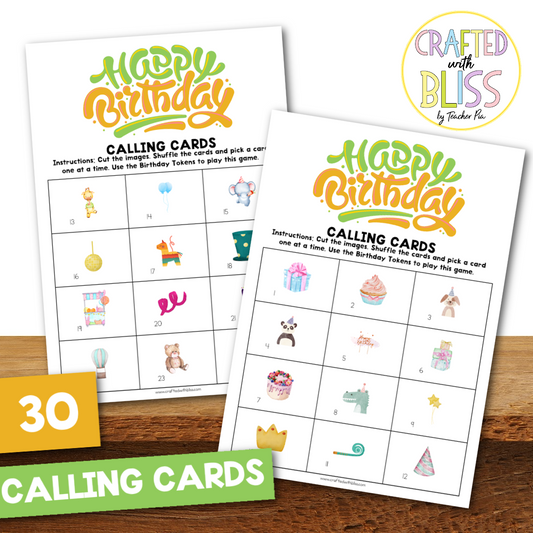 50 Watercolor Birthday Theme Bingo Cards (5x5)