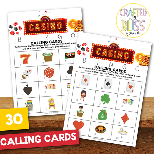 50 Casino Theme Bingo Cards (5x5)