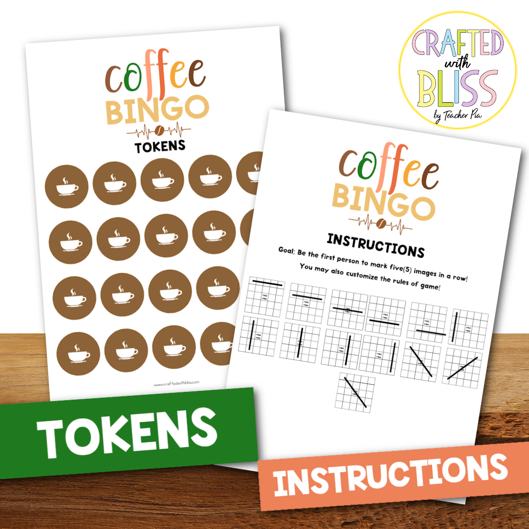50 Coffee Bingo Cards (5x5)