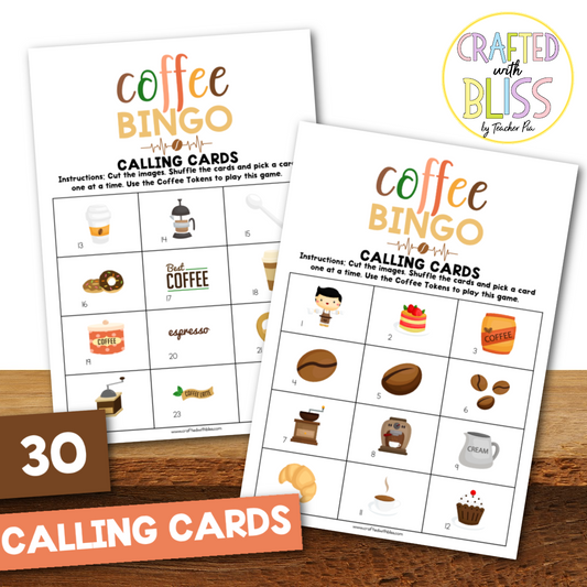 50 Coffee Bingo Cards (5x5)
